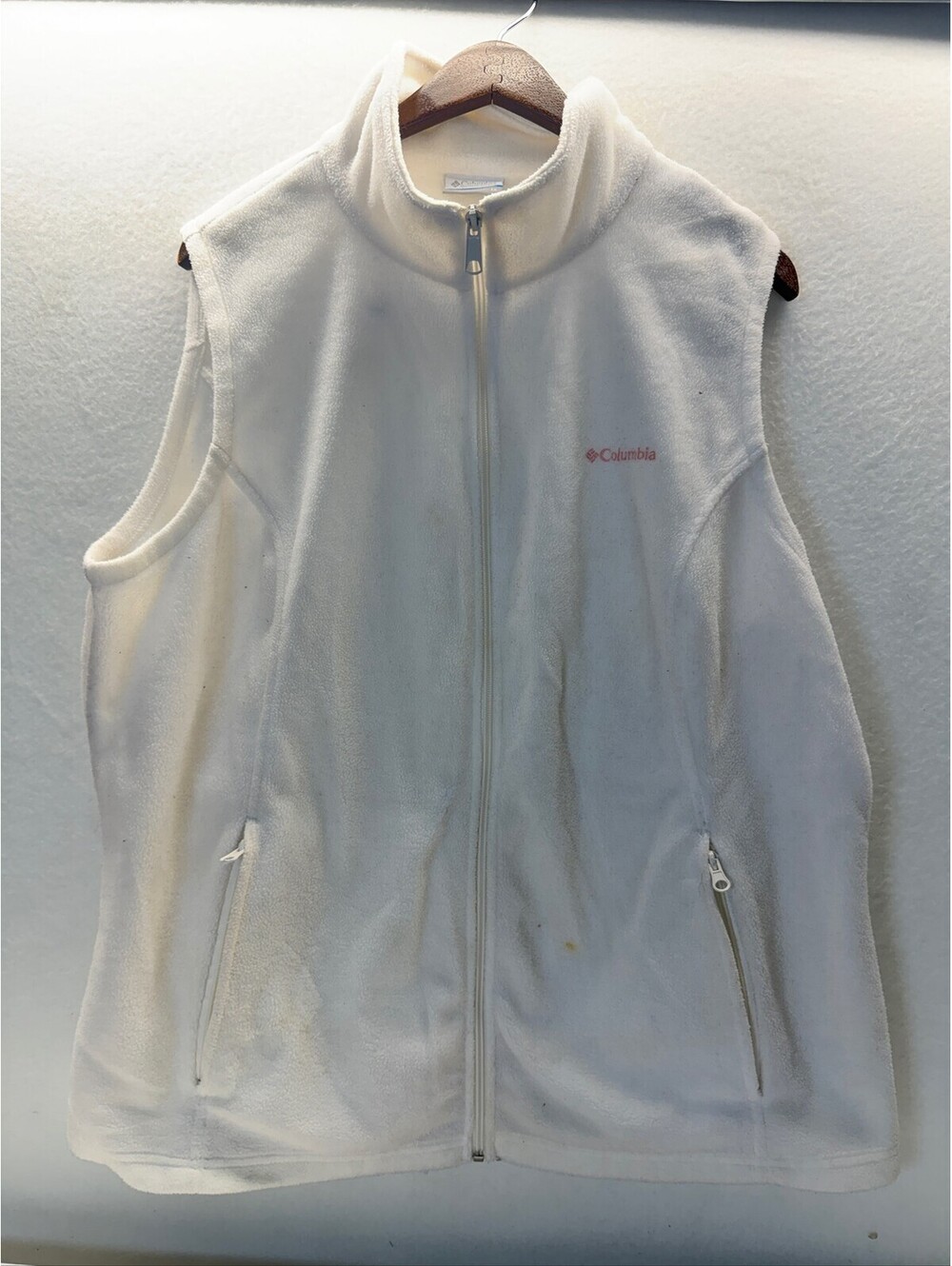 Columbia Women's White Fleece Full Zip Vest Size 1X E-5